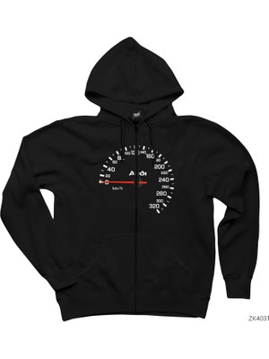Audi Speedmeter Siyah Fermuarlı Kapşonlu Sweatshirt