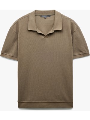 Koton Pamuklu Kısa Kollu Dokulu Regular Fit Polo Yaka Tişört