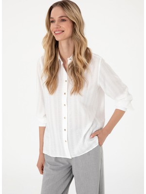 U.s. Polo Assn. Standart Gömlek Yaka Beyaz Kadın Gömlek Maysı