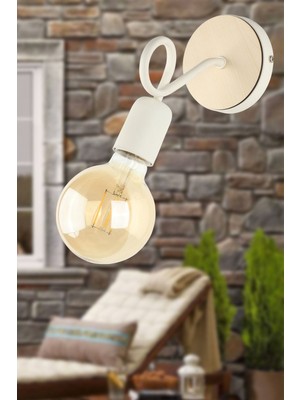 Mediterian Modern beyaz aydınlatma aplikası, şık tasarım, metal materyal, E27 duy tipi, zarif görünüm