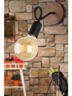 Mediterian Şık Siyah Aydınlatma Aplikası, Modern ve Zarif Tasarım, Metal Materyal, E27 Duy Tipi