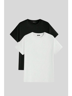 Erkek Tişört Standart Kalıp Basic Bisiklet Yaka T-Shırt Basıc-Mankensiz2