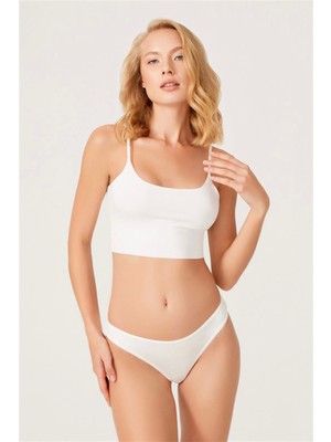 Cottonhill Krem Renk Basic %95 Pamuklu Kadın Tanga