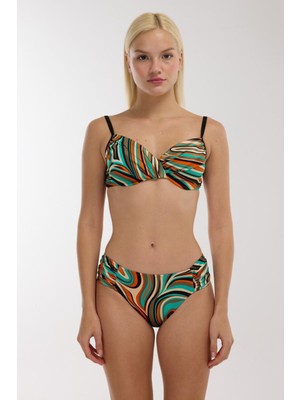 Ayyıldız 5644 Yeşil Desenli Toparlayıcı Bikini Takımı