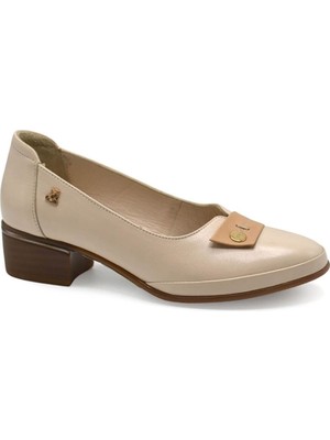 Kadın Topuklu Deri Ayakkabı Bej 2312531Y