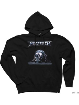 Z zepplin Megadeth Skull Chain Siyah Kapşonlu Sweatshirt Hoodie