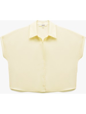 Koton Bol Kalıp Kısa Kollu Klasik Yaka Saten Gömlek