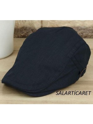 Lacivert Yazlık Keten Ayarlanabilir Erkek Kasket