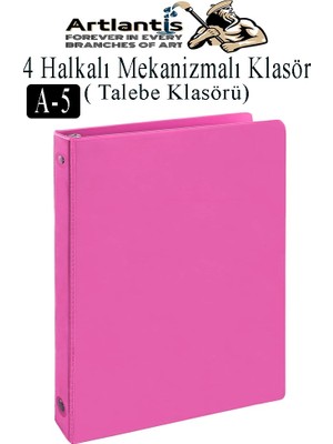 Artlantis 4 Halkalı Klasör 1 Adet A5 Pvc Öğrenci ve Ofis Tipi Evrak Sunum Klasörü Iç Cepli Otomatik Mekanizmalı Büro Okul Arşivle