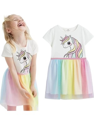 Unicorn Kız Çocuk Tüllü Elbise