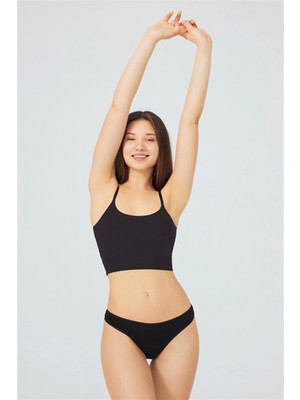 Cottonhil Siyah %95 Pamuklu Basic Brezilian Kadın Külot