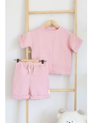 Pahta Müslin Çocuk Yazlık Şortlu Alt Üst Takım