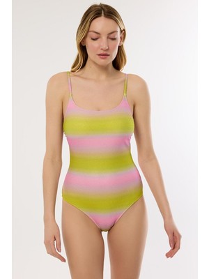 Ayyıldız 4301 Sarı Pembe Simli Mayo