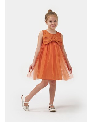 Kız Çocuk Fiyonklu Tüllü Yazlık Doğum Günü Özel Gün Elbisesi