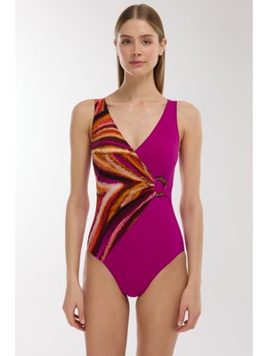 Ayyıldız 4306 Turuncu Mor Desenli Toparlayıcı Mayo