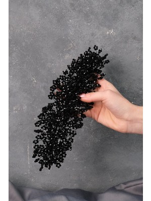 Hayalperest Boncuk Siyah Nilsu Boncuklu Gelin Tacı Saç ve Türban Aksesuar