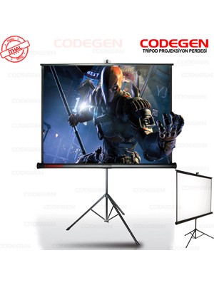 Codegen TX-24 240x200 cm Tripod Ayaklı Taşınabilir Manuel Projeksiyon Perdesi (Arkası Siyah Fonlu)