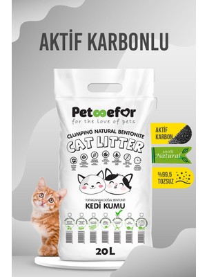Petefor Petoofer Aktif Karbonlu Topaklaşan Kedi Kumu 20 Lt Orta Tane Şekli ile Koku Kontrolü Sağlar