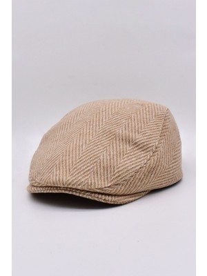 Külah Erkek Zikzak Desenli Yünlü Kasket Şapka