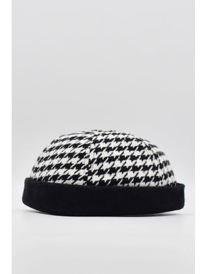 Külah Kaz Ayağı Desenli Yünlü Bere Kışlık Docker Şapka