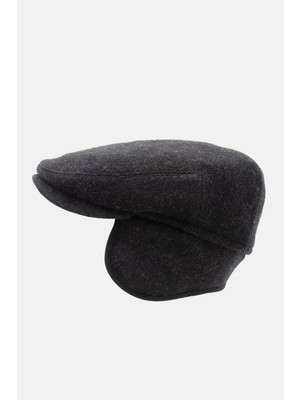 Siyah %100 Yün Kışlık Kulaklı Kasket Şapka
