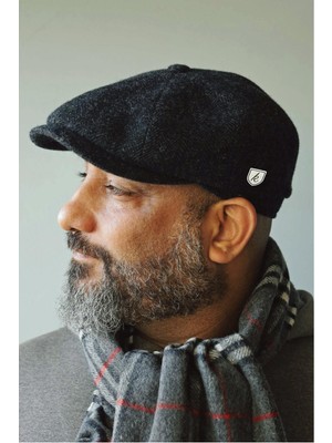 Külah Balıksırtı Desen Koyu Gri Kasket