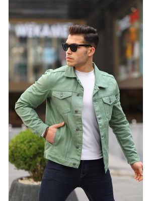 Erkek  Slim Fit Denim Kot Ceket