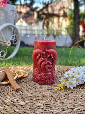 Okyanus Ikizi Yunuslar Temalı Dekoratif Hediyelik Kokulu Mum