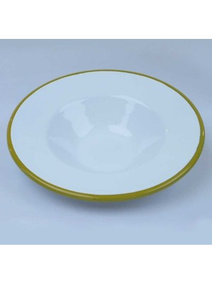 Es Dekor Art 25 cm Makarna Salata Tabak Oksit Sarı Çelik Üzeri Emaye Kaplama Mutfak Taze Hava 1 Adet