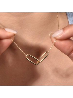 14 Ayar Altın Kaplama Bağlantılı Sonsuzluk Gümüş Kolyesi - CN00449