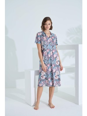 Kadın Yarım Kol Yakalı Penye Elbise - 45630