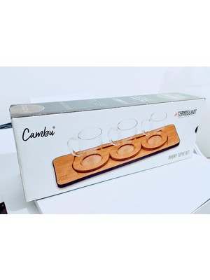 Home 3'lü Çay Seti Ahşap Sunumluk Ahşap Çay Bardağı Altlığı7 Parça