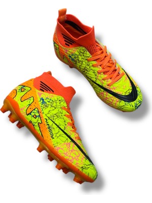 Laliga Çoraplı Krampon Sarı Turuncu Desenli