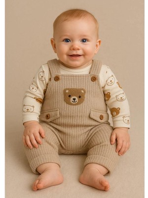 Milays Ayıcık Nakışlı Bebek Tulum Çorap Hediyeli %100 Pamuk