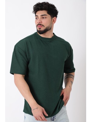 Stil Kombin Petekli Model Bisiklet Yaka Oversize Tişört STU-2468_30462