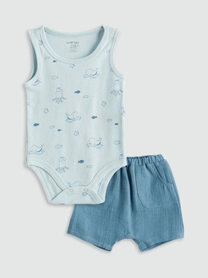 Lcw Baby  Organik Kumaş Erkek Bebek Çıtçıtlı Body ve Şort 2'li  (S5)