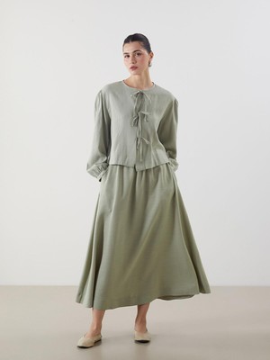 Lcw Modest  Beli Lastikli Keten Karışımlı Etek  (S5)