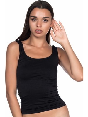 Miraxx Siyah Mı Emay 5002 Soft Kalın Askılı Uzun Atlet