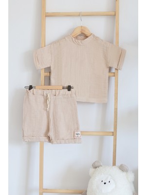 Pahta Müslin Çocuk Yazlık Şortlu Alt Üst Takım
