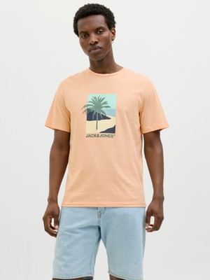 Jack & Jones Jack Jones Jjbarbados Tee Ss Crew Neck Erkek Turuncu Tshirt 12269416-23