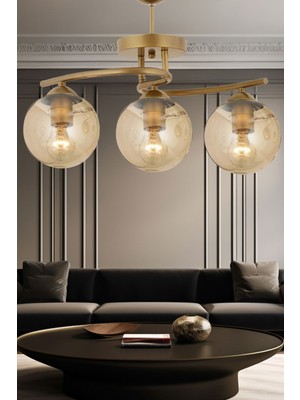 Elite 3lü Eskitme Bal Camlı Modern Mutfak Yatak Odası Salon Avize