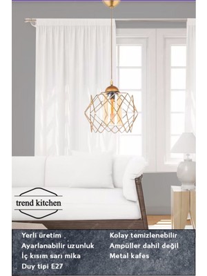 Mediterian Şık Eskitme Sarkıt Aydınlatma, Metal Materyal, 12x21 Boyut, Ev ve Ofis Dekoru