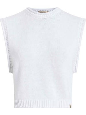 Calvin Klein Jeans Bisiklet Yaka Standart Düz Beyaz Kazak Kadın J20J225226YAA