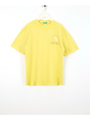 Benetton Baskılı Sarı Erkek Çocuk T-Shirt 3PCMC10N7
