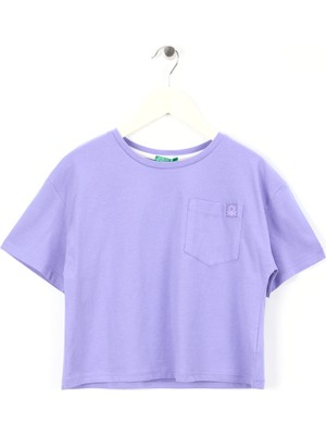 Benetton Baskılı Mor Kız Çocuk T-Shirt 3I1XC10N8