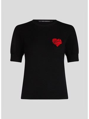 Karl Lagerfeld Bisiklet Yaka Normal Düz Siyah Kazak Kadın A1W18036