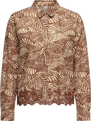 Only Normal Gömlek Yaka Desenli Bordo Kadın Gömlek Onllou Lıfe Emb L/s Shırt Ptm