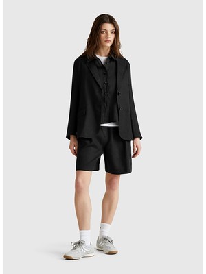 Benetton Yüksek Bel Relaxed Siyah Kadın Şort 4AGHD901V