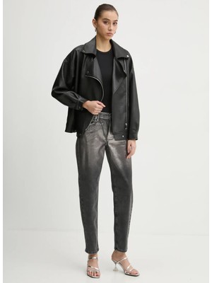 Karl Lagerfeld Jeans Yüksek Bel Dar Paça Slim Fit Antrasit Kadın Denim Pantolon A1W10099