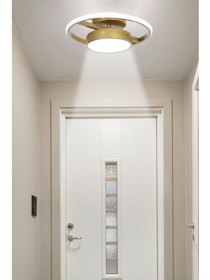 Mediterian Şık Eskitme Beyaz Ledli Tekli Avize, Modern ve Zarif Tasarım, Metal, 3 Ampüllü